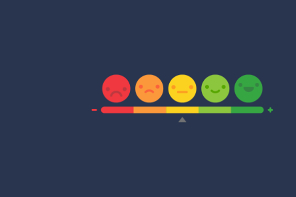 5 Circles With Faces In - One Red, One Orange, One Yellow, One Light Green, One Dark Green
