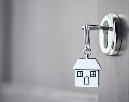 Silver House Keyring In Door