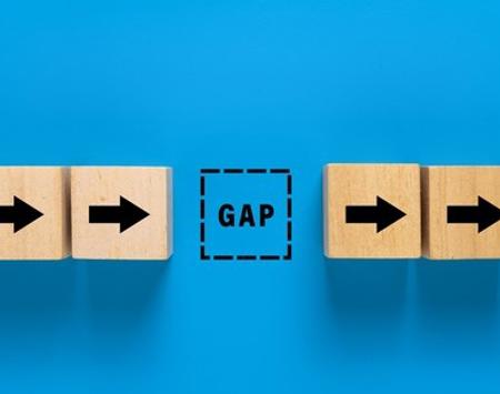 Np Wooden Blocks With Missing Or Empty Gap. Isolated On Blue Background