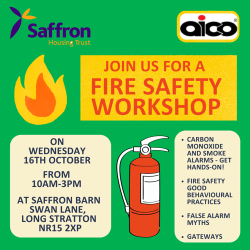 Fire Safety on Wednesday 16th October 2024 Saffron Housing