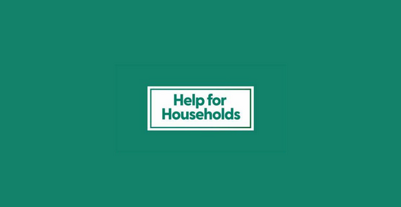 Help For Households Written In Green On White Square Help For Households Written In Green On White Square