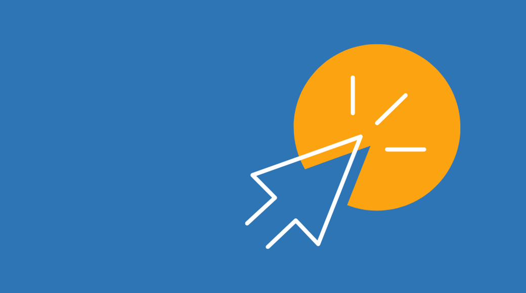 Blue Background With White Arrow Clicking On Yellow Circle