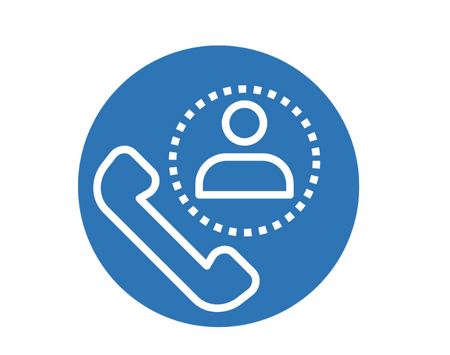 Blue Circle With Phone And Person Outline