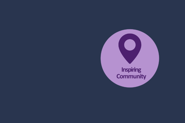 Blue Background With Purple Circle With Inspiring Community