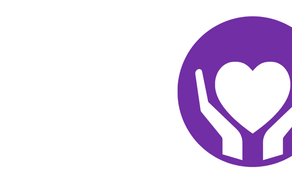 Purple Circle With Two White Hands Holding A White Heart 
