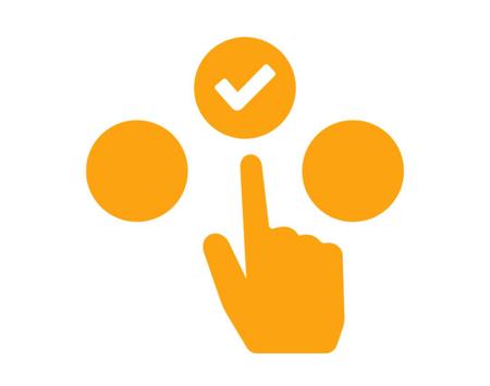Icon Of Finger Pointing At Three Option Circles