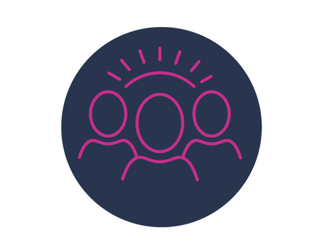 Navy Circle With Outline Of 3 People