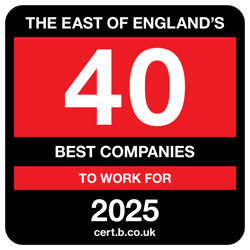 East Of England To 40 Companies To Work For Logo 2025