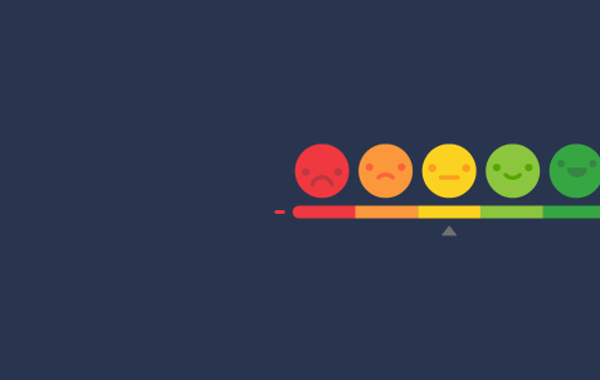 5 Circles With Faces In - One Red, One Orange, One Yellow, One Light Green, One Dark Green 