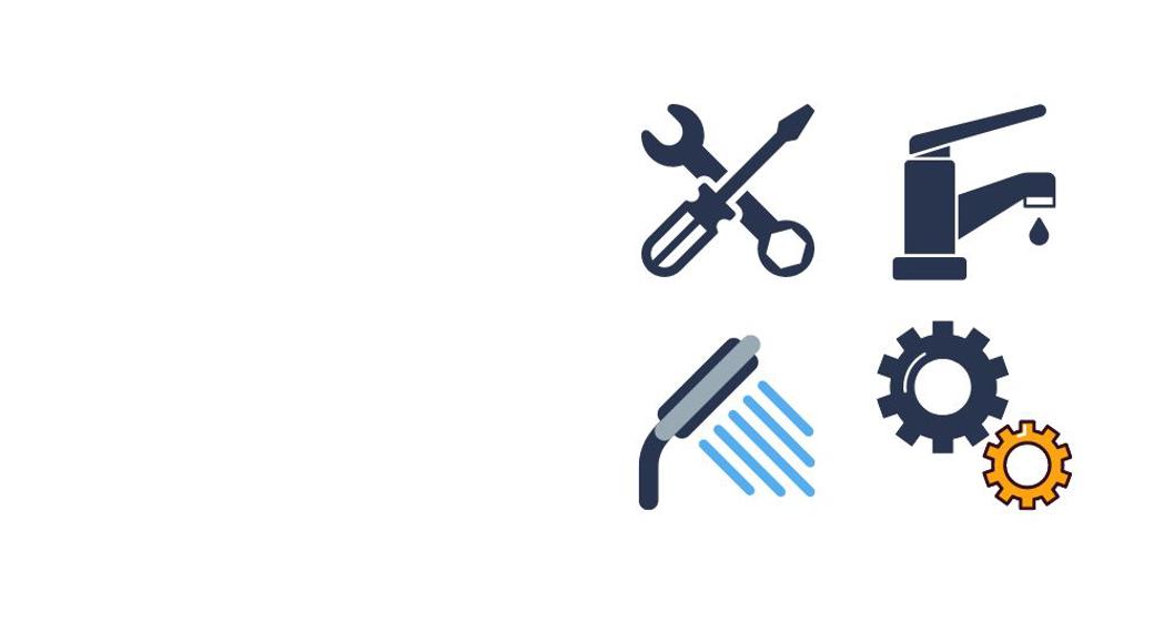 Tap, Shower, Cogs, Screwdriver And Spanner 