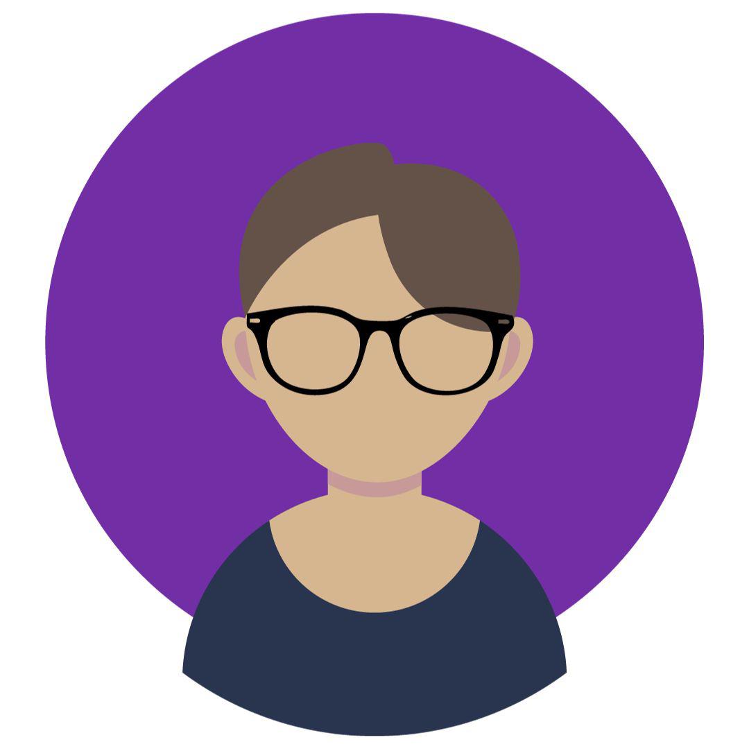 An Avatar Of A Brown Haired Person Wearing Glasses