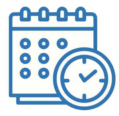 Outline Of A Blue Calendar With A Blue Clock