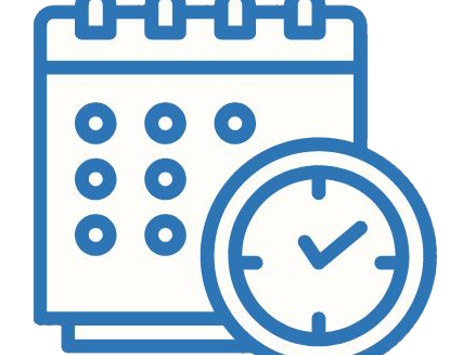 Outline Of A Blue Calendar With A Blue Clock