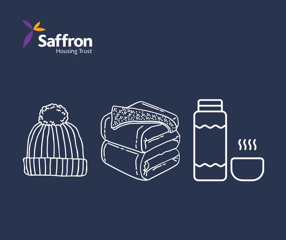 White Outline Of A Hat, Blankets And A Flask On A Navy Background