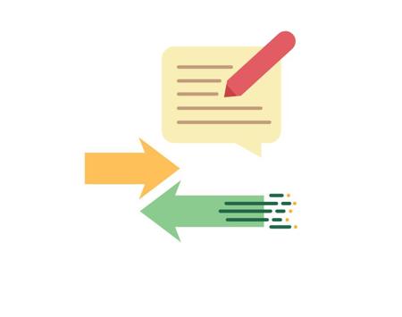 A Speech Bubble With Two Arrows Pointing Each Way